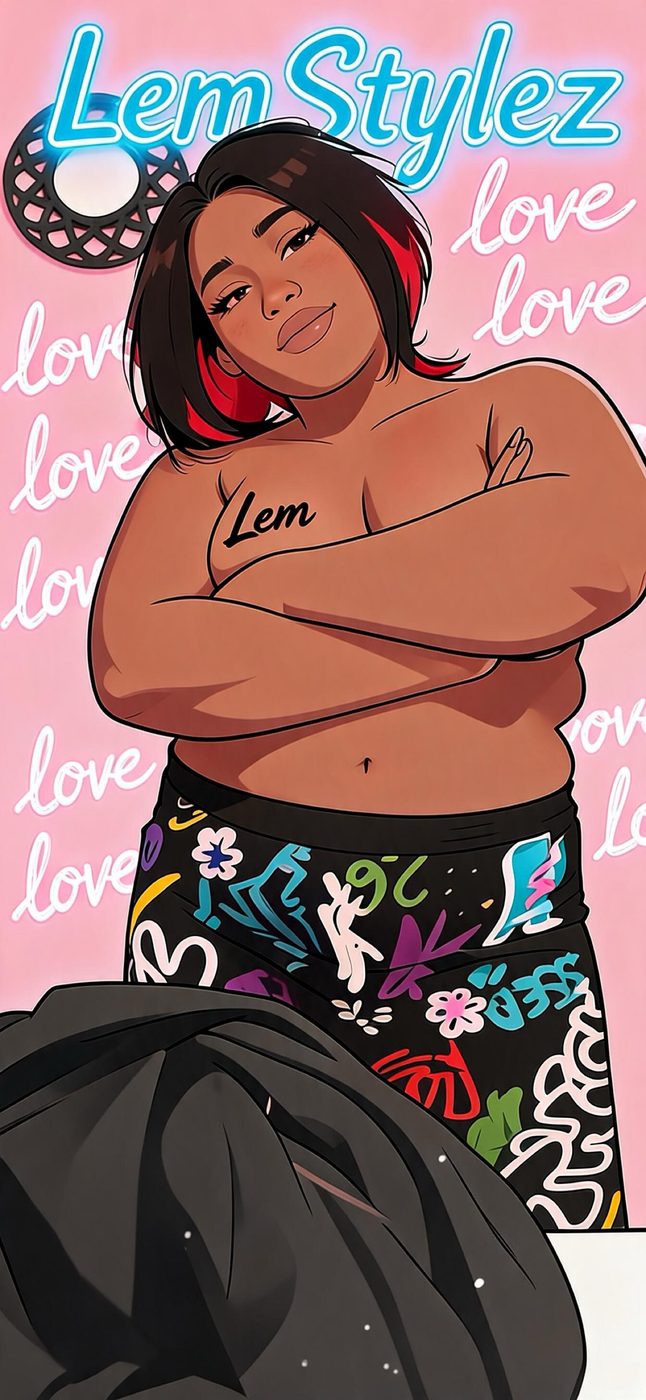 Portrait with arms crossed and Lem written on the chest