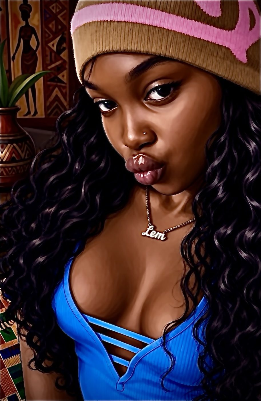 Portrait in a tan beanie with a Lem nameplate necklace